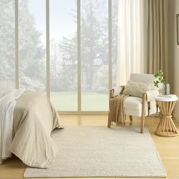5' X 7' Ivory Jute Hand Woven Area Rug