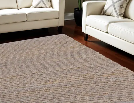 8' X 10' Gray Jute Hand Woven Area Rug