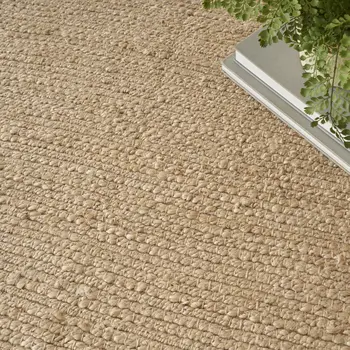 9' X 12' Beige Jute Hand Woven Area Rug