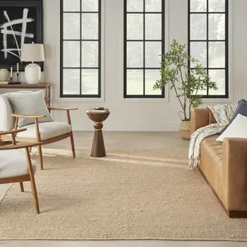 9' X 12' Beige Jute Hand Woven Area Rug