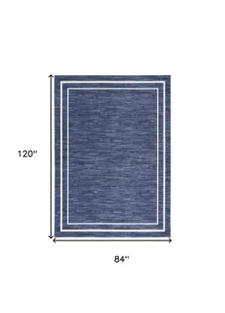 7' X 10' Navy Blue And Ivory Indoor Outdoor Area Rug