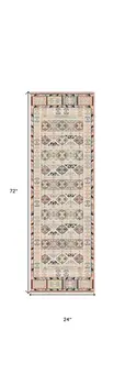 6' Ivory Tan And Black Geometric Flatweave Runner Rug