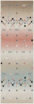 6' Tan Orange and Ivory Geometric Flatweave Runner Rug
