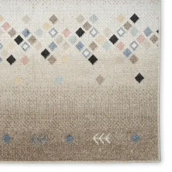 6' Tan Orange and Ivory Geometric Flatweave Runner Rug