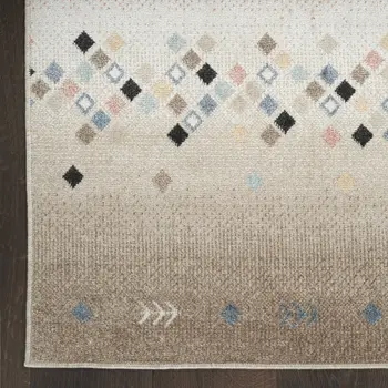 5' X 7' Tan Orange and Ivory Geometric Flatweave Area Rug