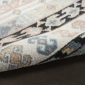 7' X 9' Ivory Tan And Black Geometric Flatweave Area Rug