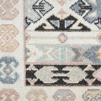 7' X 9' Ivory Tan And Black Geometric Flatweave Area Rug