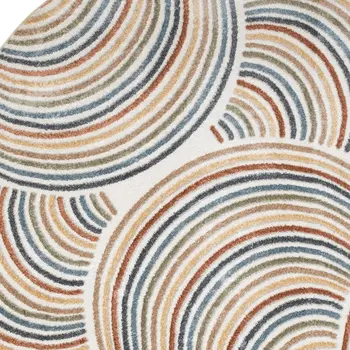 7' X 9' Blue Light Blue and Orange Geometric Flatweave Area Rug