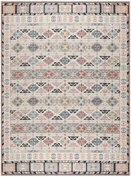 8' X 10' Ivory Tan And Black Geometric Flatweave Area Rug