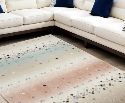 8' X 10' Tan Orange and Ivory Geometric Flatweave Area Rug