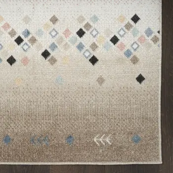8' X 10' Tan Orange and Ivory Geometric Flatweave Area Rug