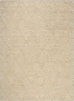 4' X 6' Beige Wool Geometric Area Rug