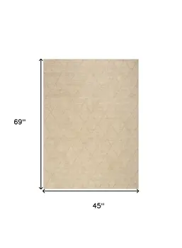 4' X 6' Beige Wool Geometric Area Rug