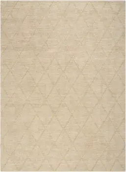 4' X 6' Beige Wool Geometric Area Rug