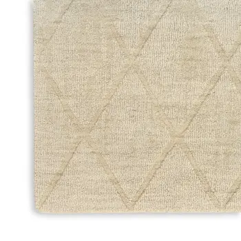 4' X 6' Beige Wool Geometric Area Rug
