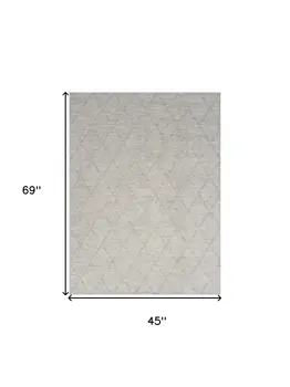 4' X 6' Gray Wool Geometric Area Rug
