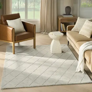 4' X 6' Gray Wool Geometric Area Rug