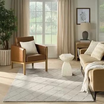 4' X 6' Gray Wool Geometric Area Rug