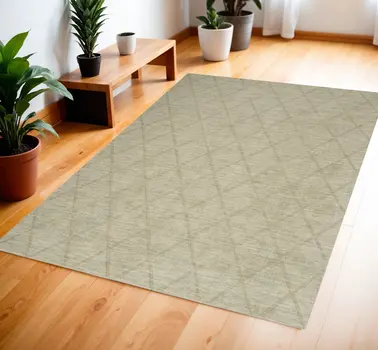 4' X 6' Sage Wool Geometric Area Rug