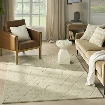 4' X 6' Sage Wool Geometric Area Rug