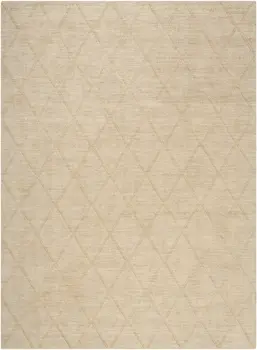 5' X 7' Beige Wool Geometric Area Rug