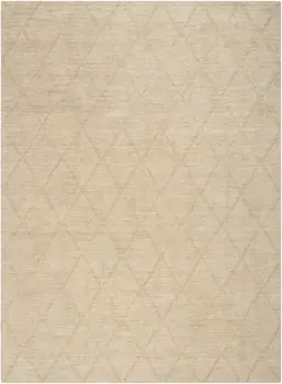 5' X 7' Beige Wool Geometric Area Rug