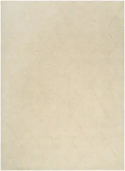 5' X 7' Ivory Wool Geometric Area Rug