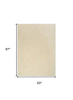 5' X 7' Ivory Wool Geometric Area Rug