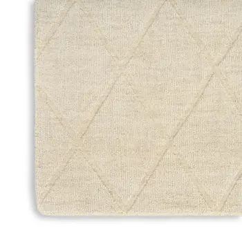 5' X 7' Ivory Wool Geometric Area Rug