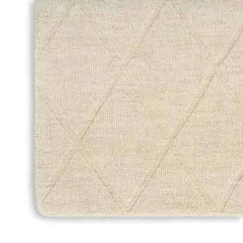 5' X 7' Ivory Wool Geometric Area Rug