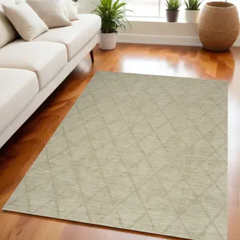 5' X 7' Sage Wool Geometric Area Rug