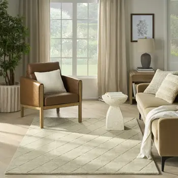 5' X 7' Sage Wool Geometric Area Rug