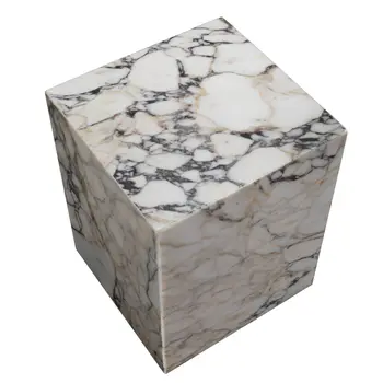 20" Ivory Marble Square Block End Table