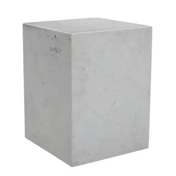20" White Marble Square Block End Table