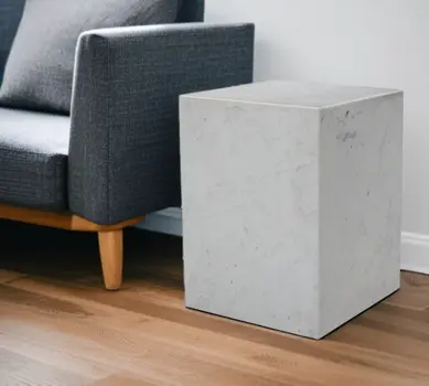 20" White Marble Square Block End Table