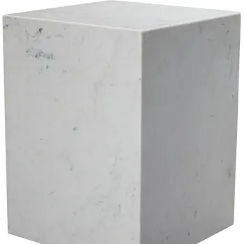 20" White Marble Square Block End Table