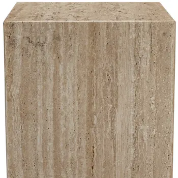 20" Beige Marble Square Block End Table