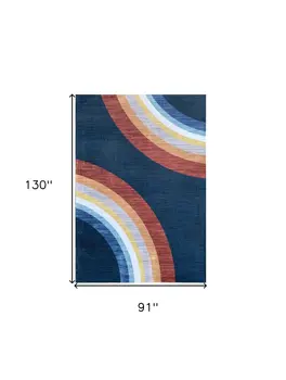 8' X 11' Navy Red and Orange Juvenile Rainbows Youthful Area Rug