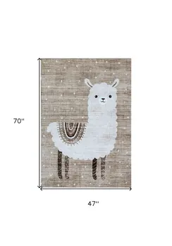 4' X 6' Brown and Beige Juvenile Animals Youthful Area Rug