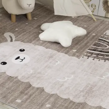 7' X 10' Brown and Beige Juvenile Animals Youthful Area Rug