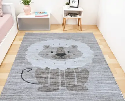 7' X 10' Beige and Gray Juvenile Animals Youthful Area Rug