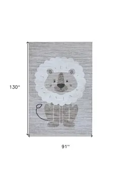 8' X 11' Beige and Gray Juvenile Animals Youthful Area Rug
