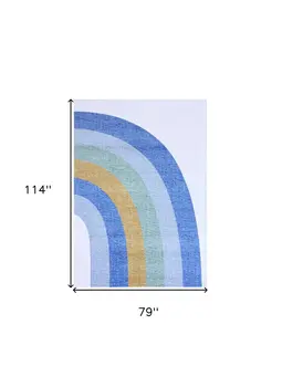 7' X 10' Blue Green and Orange Juvenile Rainbows Youthful Area Rug