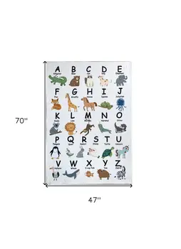 4' X 6' Gray Brown and Green Juvenile Alphabet Youthful Area Rug
