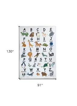 8' X 11' Gray Brown and Green Juvenile Alphabet Youthful Area Rug