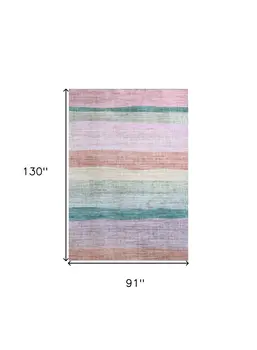 8' X 11' Pink Green and Purple Juvenile Rainbows Youthful Area Rug