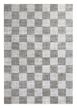 7' X 10' Beige and Brown Checkered Area Rug