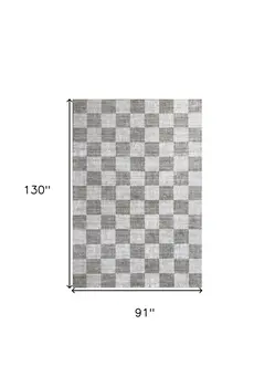 8' X 11' Beige and Brown Checkered Area Rug