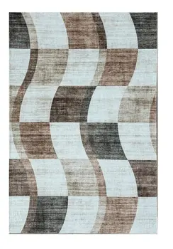 8' X 11' Beige Brown and Gray Checkered Area Rug