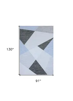 8' X 11' Blue and Gray Geometric Area Rug